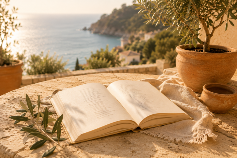 An open book beside the sea, representing the AWOP poems.