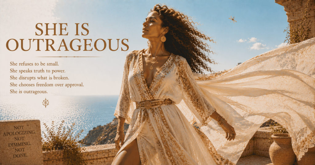 She Is Outrageous — A Woman On Purpose poem image