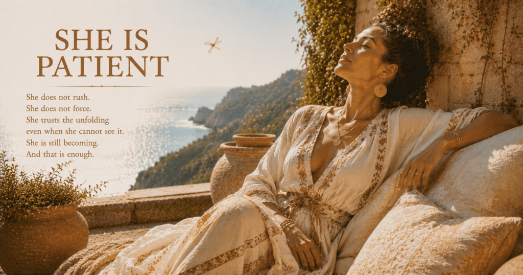 She Is Patient — A Woman On Purpose poem image